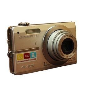 Olympus FE-370 Silver 8MP Digital Camera w/ Battery & Charger & 5x Optical Zoom